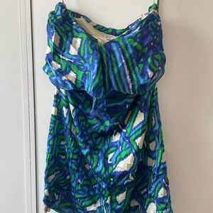 Halston Heritage Strapless Silk Dress